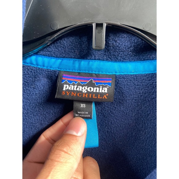 Patagonia Pullover Mens XS Red Blue Fleece 1/4 T Snap Hiking Synchilla - Picture 3 of 5